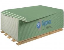 Гипсокартон ГКЛВ-УК GYPROC 2500мм 1200мм 9,5мм ВЛАГОСТОЙКИЙ S=3,0м2 1 упаковка 60 штук