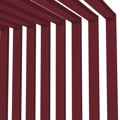 Декоративные рейки металлические RAL3005 Красное Вино на стенах и потолке в сборе