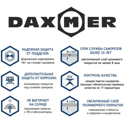 Преимущества саморезов Daxmer